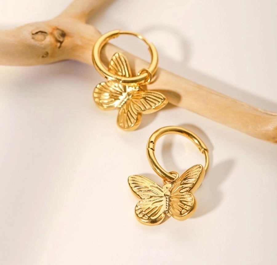 Diane Butterfly Drop Earrings 18k Gold Plated