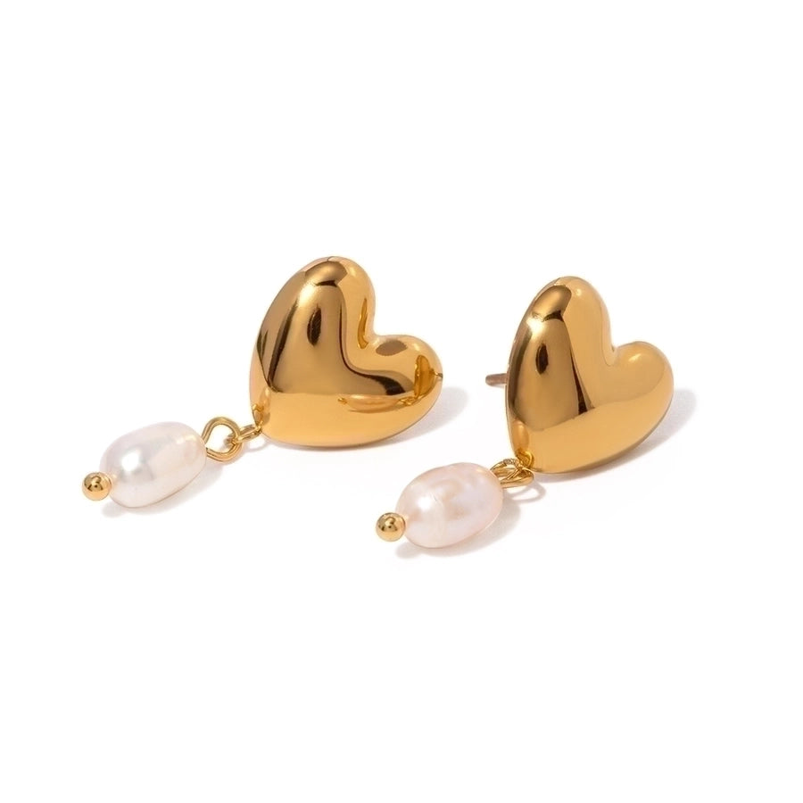 Eva Heart Pearl Earrings 18k Gold Plated