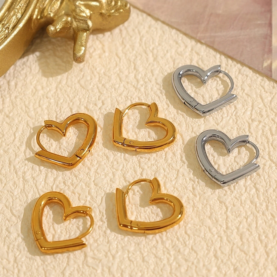 Caroline Heart Hoop Earrings 18k Gold Plated