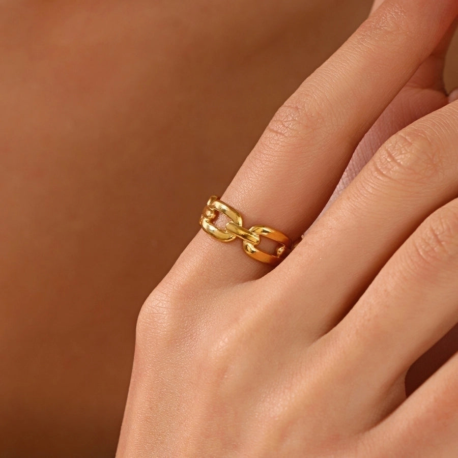 Mykee Open Chain Ring 18k Gold Plated