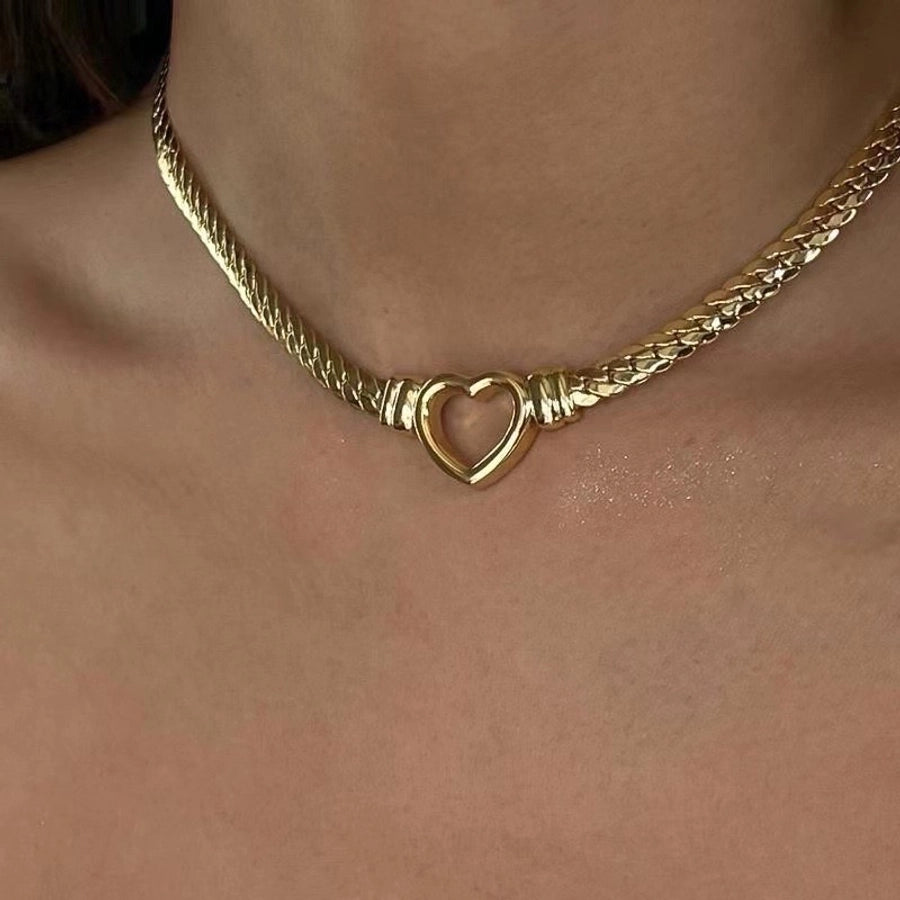 Hollow Heart Necklace 18k Gold Plated