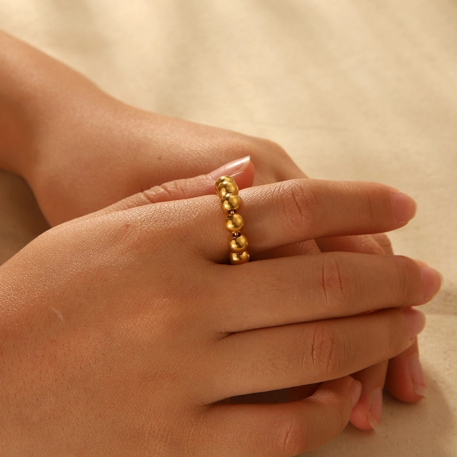 Maya Bead Style Ring 18k Gold Plated