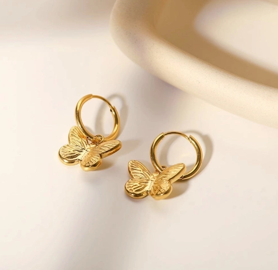 Diane Butterfly Drop Earrings 18k Gold Plated