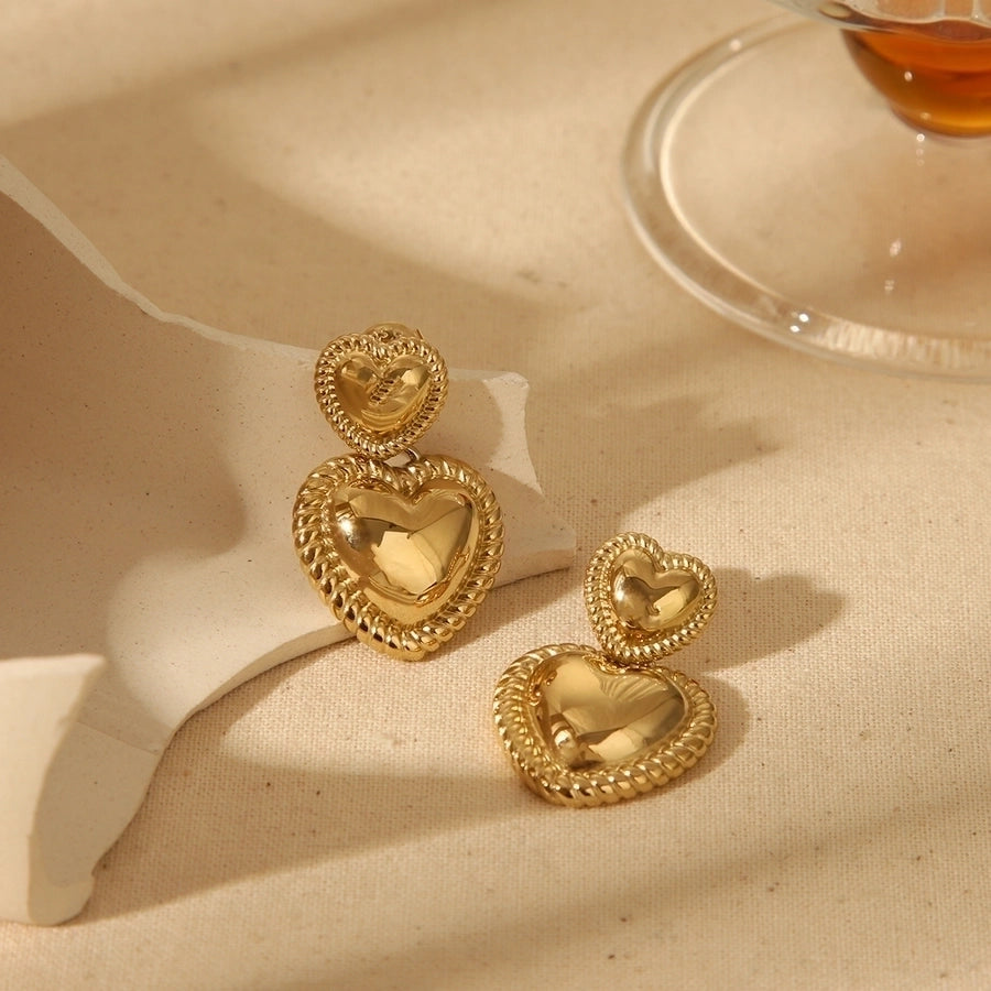 Alice Vintage Heart Drop Earrings 18k Gold Plated