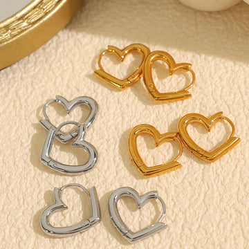 Caroline Heart Hoop Earrings 18k Gold Plated