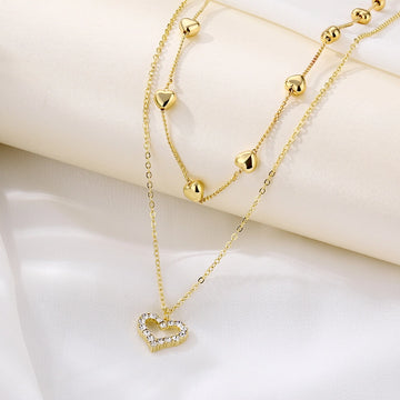 Heather Layered Heart Pendant Necklace