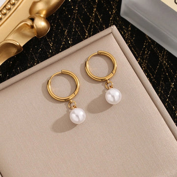 Adella Pearl Drop Earrings 18k Gold Plated