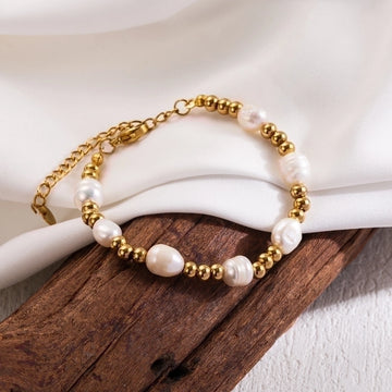 Elena Pearl Bracelet 18k Gold Plated