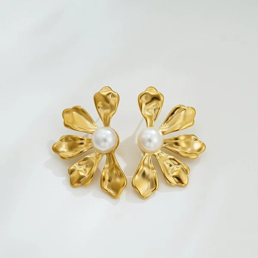 Agatha Rock Sweet Flower 18K Gold Plated Ear Studs