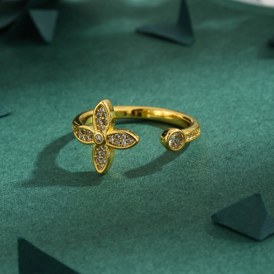 Luckie Leaf Clover Ring 18k Gold Plated