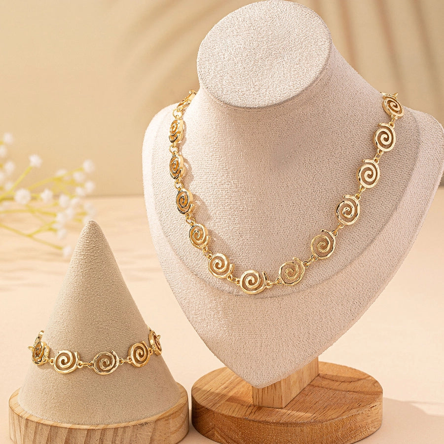 Isabella Spiral Bracelet and Necklace Jewellery Set