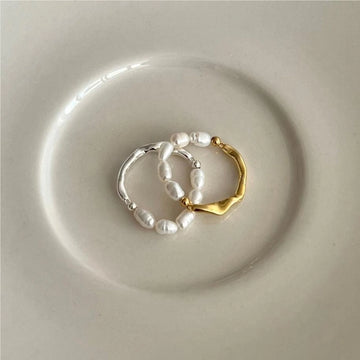 Arista Pearl Rings 18k Gold Plated