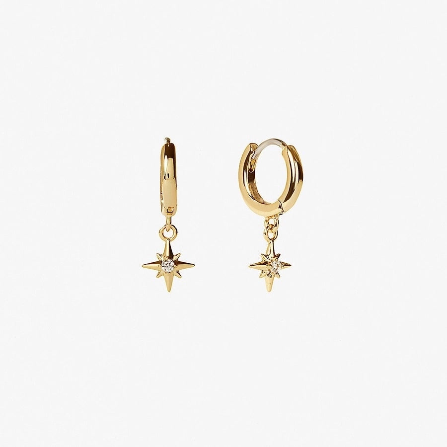 Lunaria Star Drop Earrings 18k Gold Plated