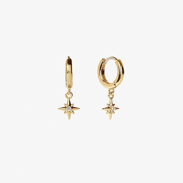 Lunaria Star Drop Earrings 18k Gold Plated