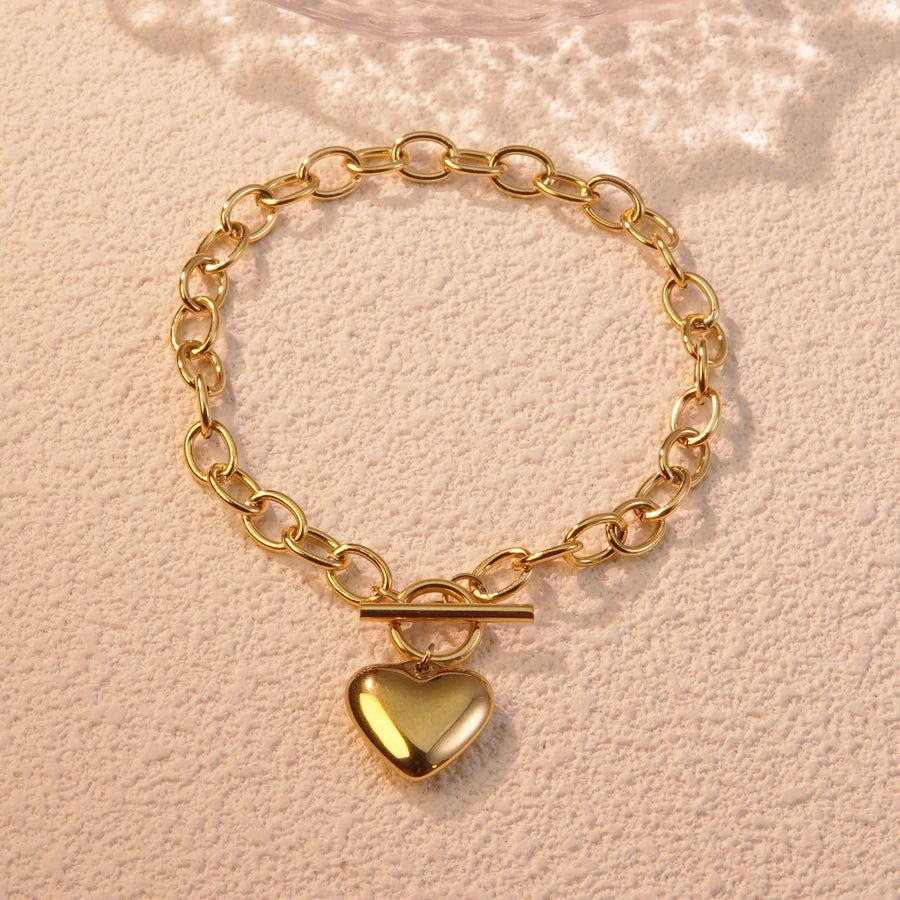 Layla Chain Heart Bracelet 18k Gold Plated